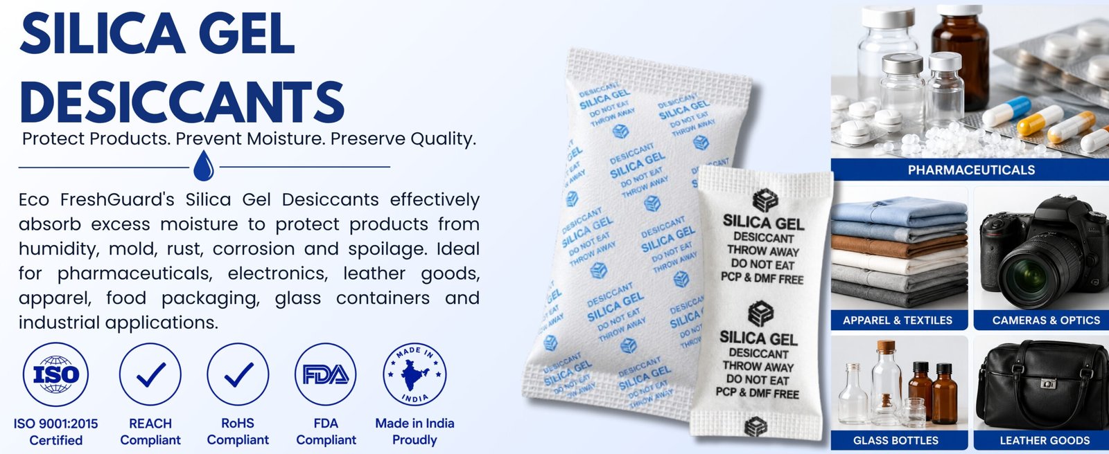 Food grade silica gel desiccant pouches